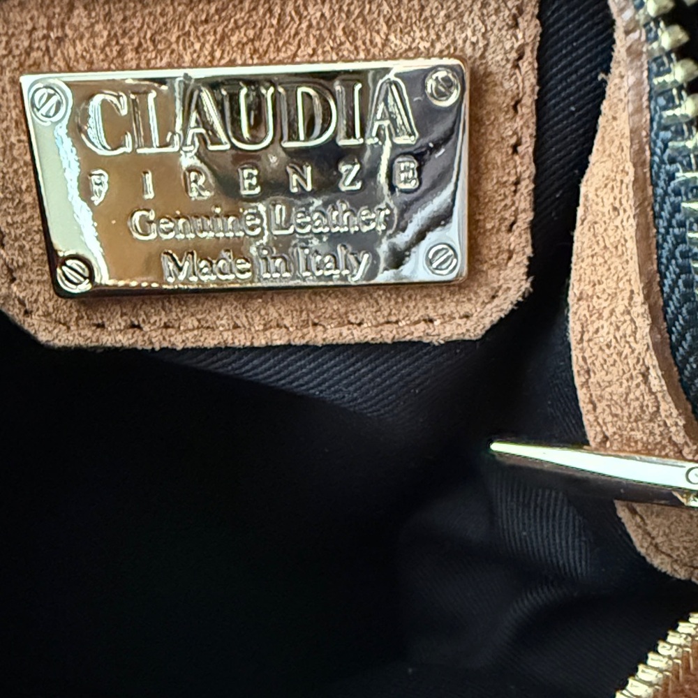 Claudia Firenze Made in Italy Suede Genuine Leather Handbag Purse -Gold Hardware - Picture 7 of 14